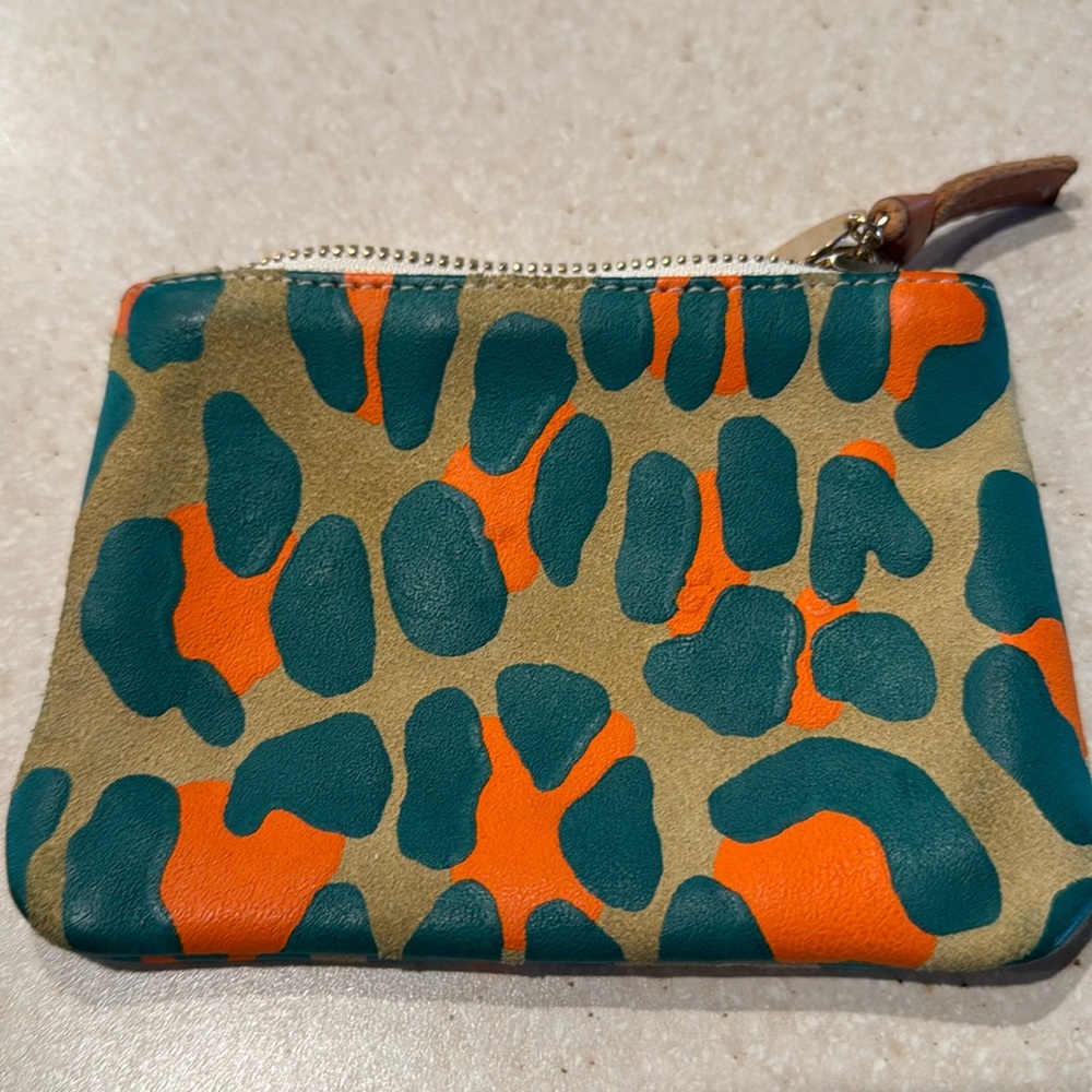 Clare V coin clutch leopard print